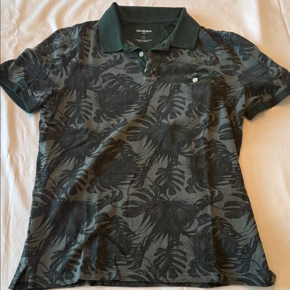 Goodfellow & Co Green Tropical Print Polo Shirt